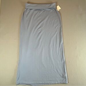 NWT Aerie Foldover Maxi Skirt Large Blue High Waisted Long Lounge Coastal Boho L